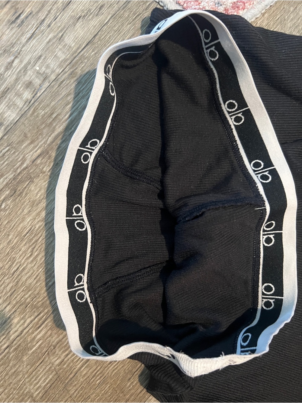 Black Ribbed Boxer Briefs with White Logo Waistband - Picture 7 of 8
